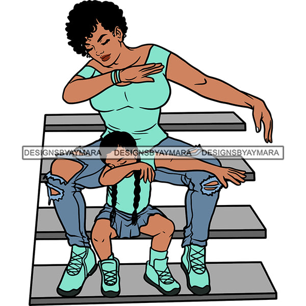 Happy Mother's Day Beautiful Mom Daughter Sweet Moments Loving Parenting SVG JPG PNG Vector Clipart Cricut Silhouette Cut Cutting