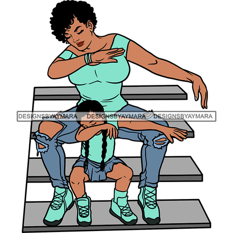 Happy Mother's Day Beautiful Mom Daughter Sweet Moments Loving Parenting SVG JPG PNG Vector Clipart Cricut Silhouette Cut Cutting
