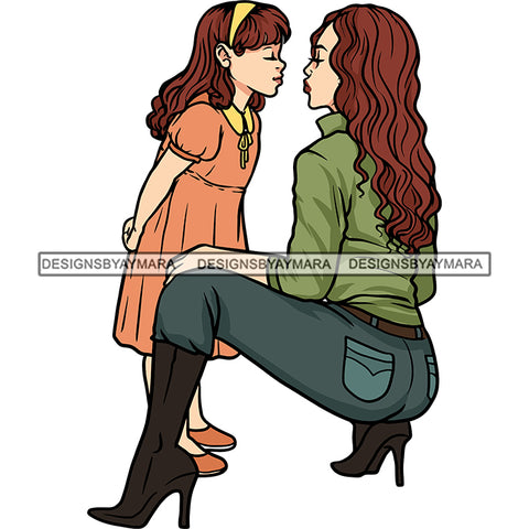 Happy Mother's Day Beautiful Woman Mom Child Daughter Loving Caring Family SVG JPG PNG Vector Clipart Cricut Silhouette Cut Cutting