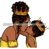 Happy Mother's Day Pretty Crowned Mom Kissing Son Parenthood True Love SVG JPG PNG Vector Clipart Cricut Silhouette Cut Cutting