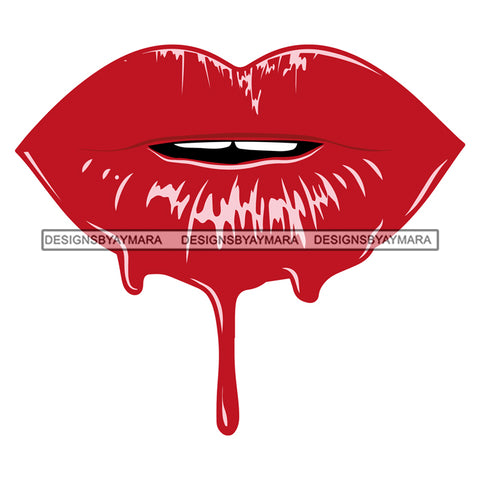 Sexy Woman Red Lips Teeth Dripping SVG JPG PNG Vector Clipart Cricut Silhouette Cut Cutting