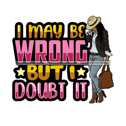 Afro Beautiful Woman Life Quotes Hat Winter Outfit Long Curly Hairstyle SVG PNG JPG Cutting Files Silhouette Cricut More