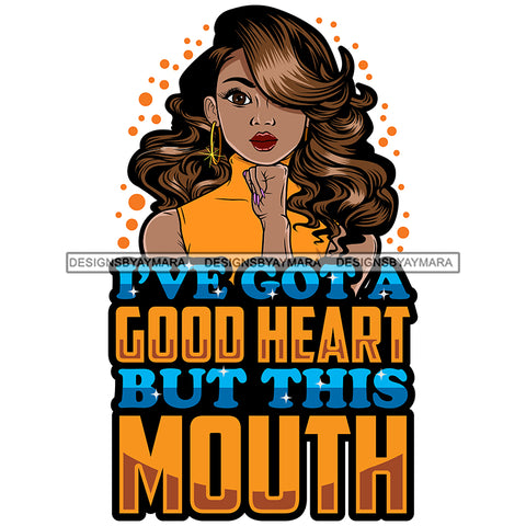 Afro Beautiful Woman Life Quotes Sarcasm Hoop Earrings Long Wavy Hairstyle SVG PNG JPG Cutting Files Silhouette Cricut More