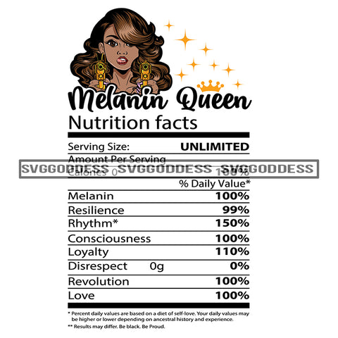 Nutrition Facts  Melanin Queen Nutritional Facts SVG JPG PNG Vector Clipart Cricut Silhouette Cut Cutting1