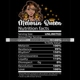 Nutrition Facts  Melanin Queen Nutritional Facts SVG JPG PNG Vector Clipart Cricut Silhouette Cut Cutting1