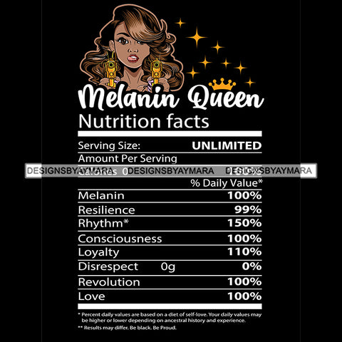 Nutrition Facts  Melanin Queen Nutritional Facts SVG JPG PNG Vector Clipart Cricut Silhouette Cut Cutting1