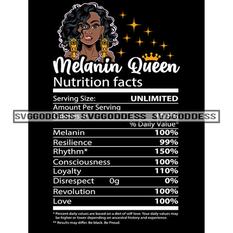 Nutrition Facts  Melanin Queen Holding Guns Nutritional Facts SVG JPG PNG Vector Clipart Cricut Silhouette Cut Cutting1