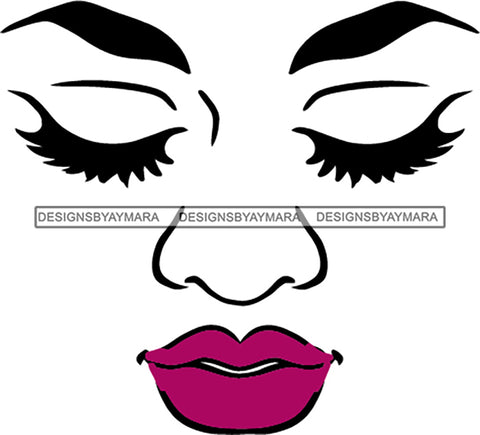 Face Eyelashes Purple Lips SVG JPG PNG Vector Clipart Cricut Silhouette Cut Cutting1
