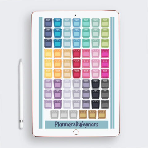 Everyday Daily Routine Scale Weight Digital Planner Stickers GoodNotes Pre-cropped Digital Stickers .PDF .PNG .JPG