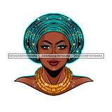 Beautiful Black Woman Wearing Headwrap Turban Blues JPG PNG  Clipart Cricut Silhouette Cut Cutting
