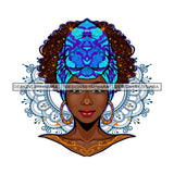 Beautiful Black Woman Wearing Blue Headwrap JPG PNG  Clipart Cricut Silhouette Cut Cutting