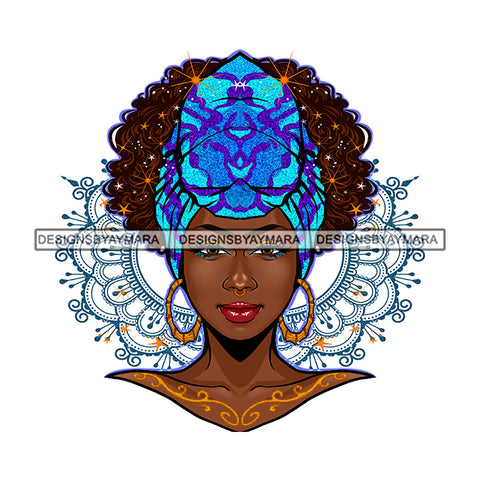 Beautiful Black Woman Wearing Blue Headwrap JPG PNG  Clipart Cricut Silhouette Cut Cutting
