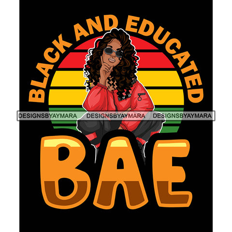 Pretty Woman Squatting Educated Long Curly Hairstyle Rasta Circle Black Background SVG JPG PNG Vector Clipart Cricut Silhouette Cut Cutting