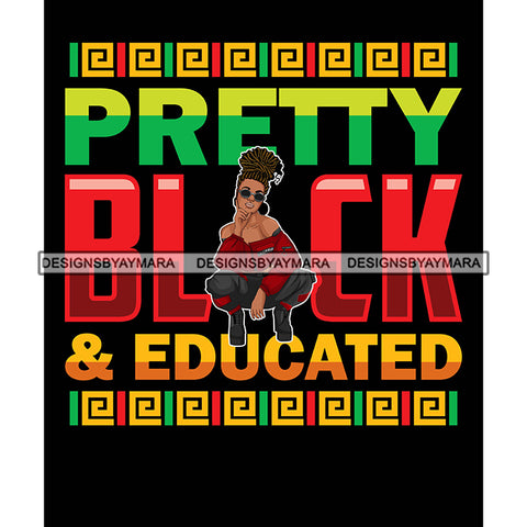 Pretty Afro Woman Squatting Educated Updo Hairstyle Rasta Black Background SVG JPG PNG Vector Clipart Cricut Silhouette Cut Cutting
