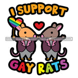 Pride Month Parade Funny Quote Rats Rat Holding Rainbow Flag White Background SVG JPG PNG Vector Clipart Cricut Silhouette Cut Cutting