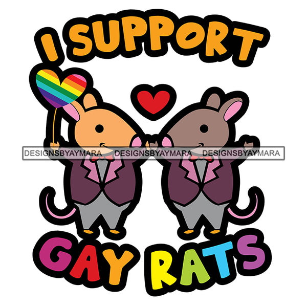 Pride Month Parade Funny Quote Rats Rat Holding Rainbow Flag White Background SVG JPG PNG Vector Clipart Cricut Silhouette Cut Cutting