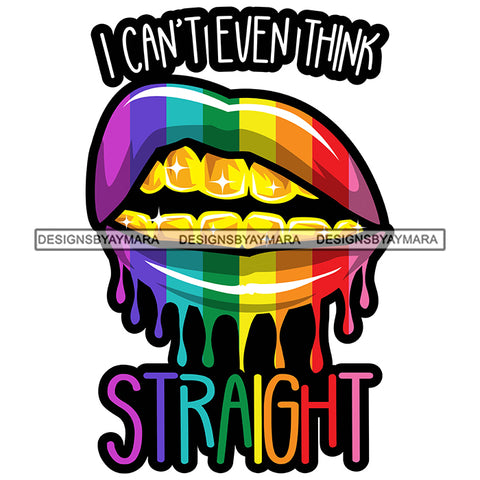 Pride Month Parade Funny Quote Colorful Dripping Rainbow Lips White Background SVG JPG PNG Vector Clipart Cricut Silhouette Cut Cutting