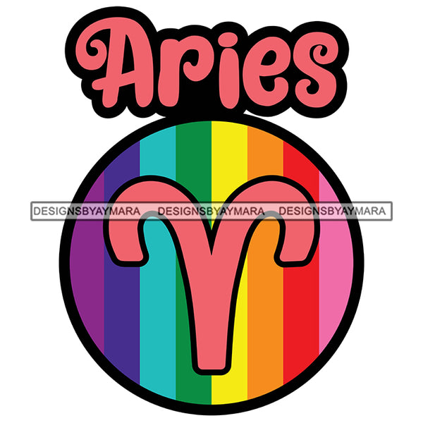 Pride Month Parade Celebration Rainbow Aries Zodiac Sign White Background SVG JPG PNG Vector Clipart Cricut Silhouette Cut Cutting