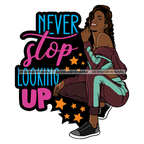 Afro Beautiful Sexy Woman Squatting Life Quotes Melanin Nubian Sexy Curvy Long Wavy Hairstyle SVG PNG JPG Cutting Files Silhouette Cricut More