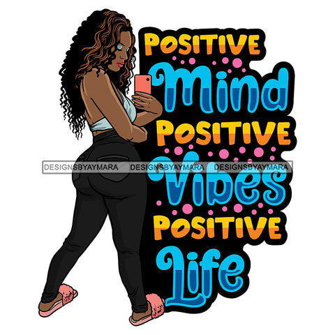 Afro Beautiful Sexy Woman Life Quotes Melanin Nubian Sexy Curvy Long Curly Hairstyle SVG PNG JPG Cutting Files Silhouette Cricut More