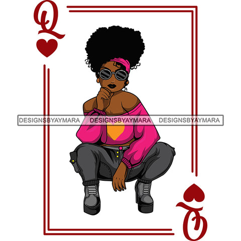Queen Of Queens Playing Card Lola In Pink SVG JPG PNG Vector Clipart Cricut Silhouette Cut Cutting1
