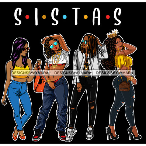 Sassy Sista's Sisters In Jeans SVG JPG PNG Vector Clipart Cricut Silhouette Cut Cutting1