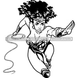 Black Super Hero Superhero Woman Cape Power Strong Melanin Cartoon Costume Brave SVG JPG PNG Clipart Cricut Silhouette Cut Cutting