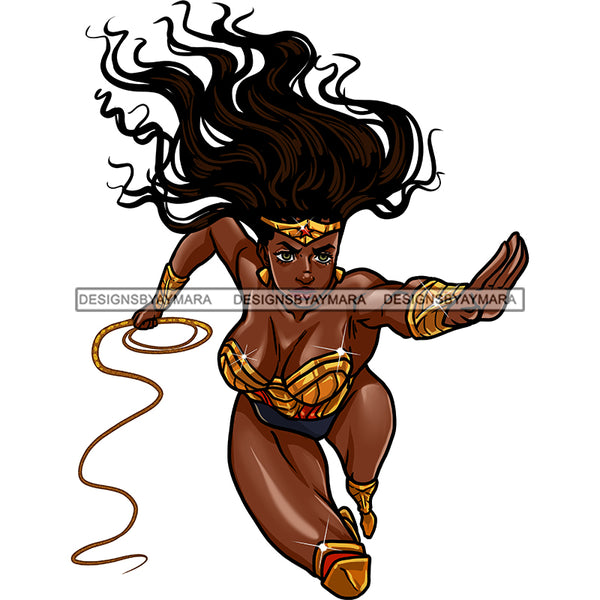 Black Super Woman Hero  Flying Gold Whip Clipart JPG PNG  Clipart Cricut Silhouette Cut Cutting