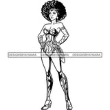 Black Super Hero Superhero Woman Cape Power Strong Melanin Cartoon Costume Brave SVG JPG PNG Clipart Cricut Silhouette Cut Cutting