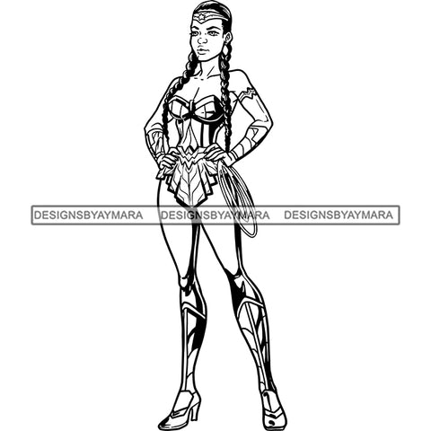 Black Super Hero Superhero Woman Cape Power Strong Melanin Cartoon Costume Brave SVG JPG PNG Clipart Cricut Silhouette Cut Cutting