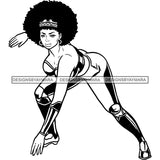 Black Super Hero Superhero Woman Cape Power Strong Melanin Cartoon Costume Brave SVG JPG PNG Clipart Cricut Silhouette Cut Cutting