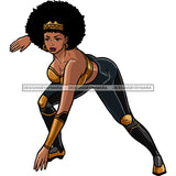Black Super Woman Afro In Black And Gold Clipart JPG PNG  Clipart Cricut Silhouette Cut Cutting