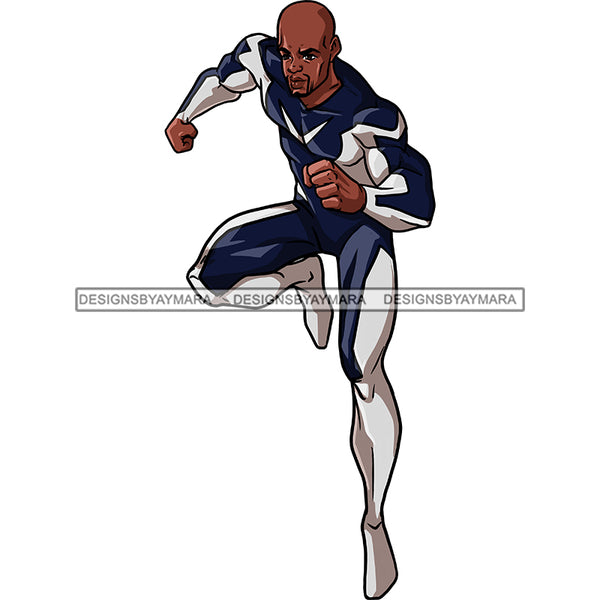 Black Super Hero Man Blue And White Clipart JPG PNG  Clipart Cricut Silhouette Cut Cutting