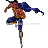 Black Super Hero Man Blue And Gold Cape Clipart JPG PNG  Clipart Cricut Silhouette Cut Cutting