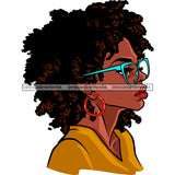 Black Woman With Twist In Blue Glasses Gold Top JPG PNG  Clipart Cricut Silhouette Cut Cutting