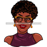 Black Woman Curly Afro Smiling Purple Top Gold Glasses JPG PNG  Clipart Cricut Silhouette Cut Cutting