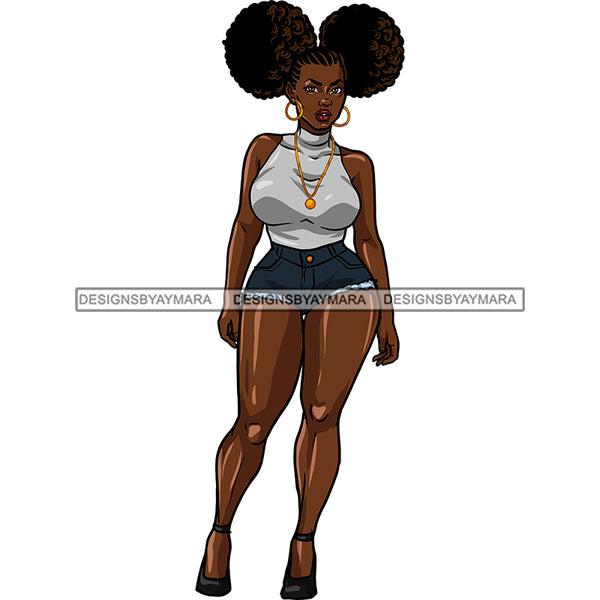 Sexy Black Woman In Short Jean Shorts  JPG PNG  Clipart Cricut Silhouette Cut Cutting