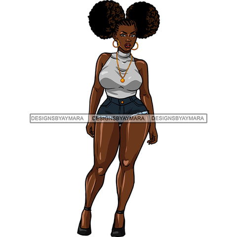 Sexy Black Woman In Short Jean Shorts  JPG PNG  Clipart Cricut Silhouette Cut Cutting