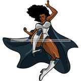 Black Super Woman Hero Afro Kick  Clipart JPG PNG  Clipart Cricut Silhouette Cut Cutting
