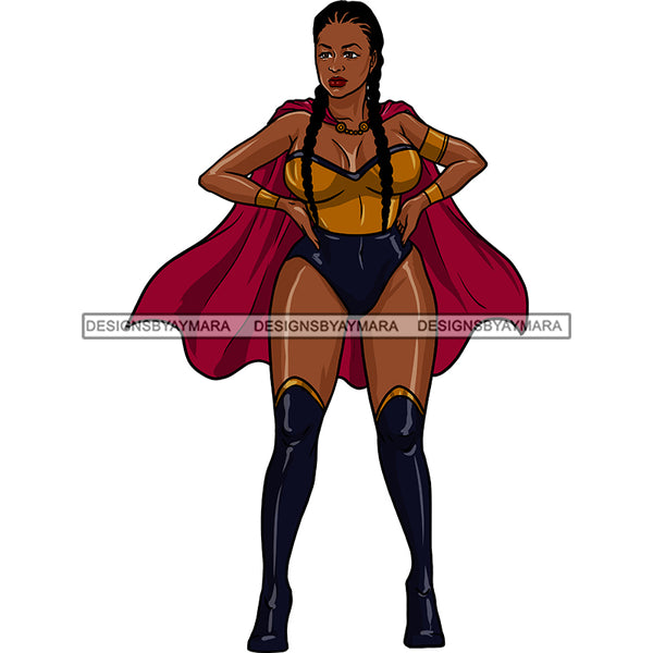Black Super Woman Hero Afro Red Cape  Clipart JPG PNG  Clipart Cricut Silhouette Cut Cutting