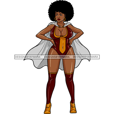 Black Super Woman Hero Afro Silver/Gray Cape  Clipart JPG PNG  Clipart Cricut Silhouette Cut Cutting
