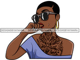 Lola With Short Hair Wearing Sunglasses  Chest Tattoo SVG JPG PNG Vector Clipart Cricut Silhouette Cut Cutting