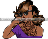Lola In Purple Wearing Sunglasses  Chest Tattoo SVG JPG PNG Vector Clipart Cricut Silhouette Cut Cutting