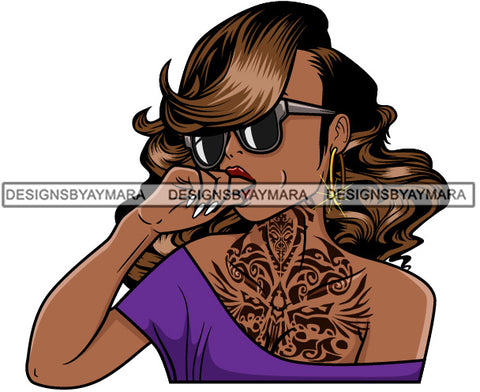Lola In Purple Wearing Sunglasses  Chest Tattoo SVG JPG PNG Vector Clipart Cricut Silhouette Cut Cutting