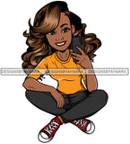 Lola With Long Hair Taking A Selfie SVG JPG PNG Vector Clipart Cricut Silhouette Cut Cutting