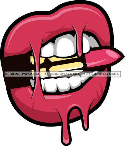 Sexy Dripping Lips Cosmetology Lipstick Cosmetics Makeup Lip Bite Balm Gloss Glam Style .SVG Cut Files For Silhouette Cricut and More!