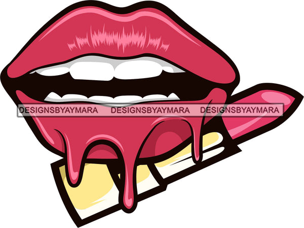 Sexy Dripping Lips Cosmetology Lipstick Cosmetics Makeup Lip Bite Balm Gloss Glam Style .SVG Cut Files For Silhouette Cricut and More!