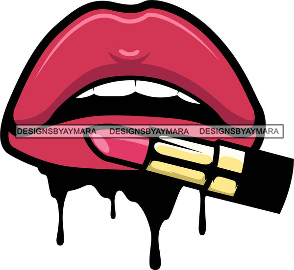 Sexy Dripping Lips Cosmetology Lipstick Cosmetics Makeup Lip Bite Balm Gloss Glam Style .SVG Cut Files For Silhouette Cricut and More!