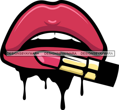 Sexy Dripping Lips Cosmetology Lipstick Cosmetics Makeup Lip Bite Balm Gloss Glam Style .SVG Cut Files For Silhouette Cricut and More!