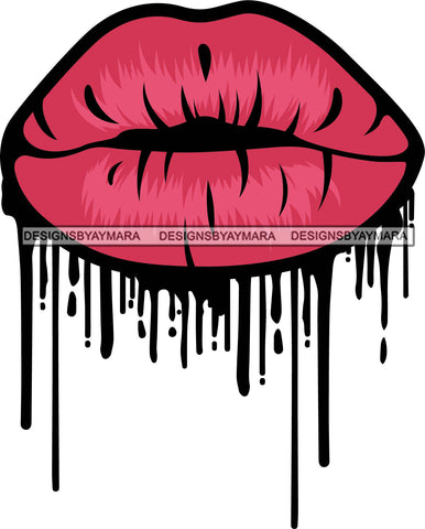 Sexy Dripping Lips Cosmetology Lipstick Cosmetics Makeup Lip Bite Balm Gloss Glam Style .SVG Cut Files For Silhouette Cricut and More!